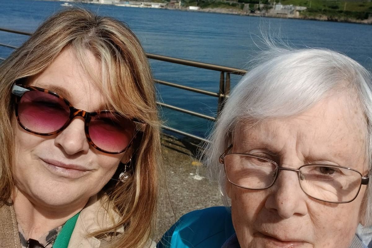 A client out at Mount Batten with a support worker